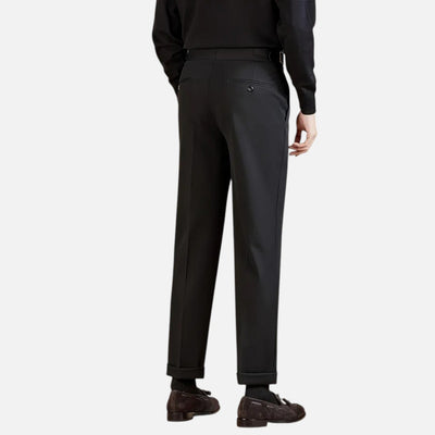 Mivora London | Men’s High‑Waist Tailored Trousers With Pleated Front & Adjustable Buckle