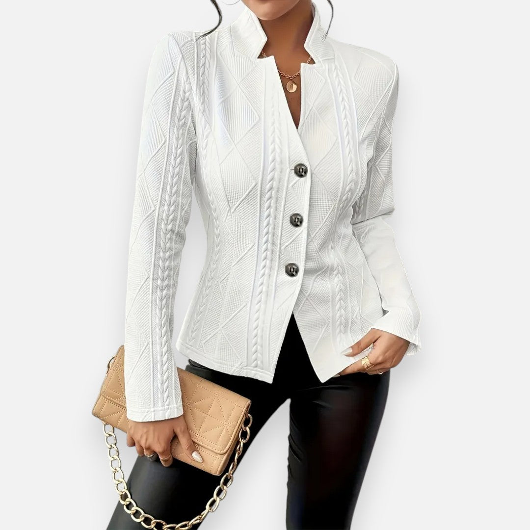 Mivora London | Women’s Textured Knit Blazer – Comfortable Everyday Wear