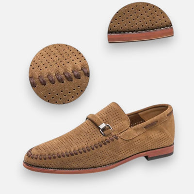 Mivora London | Men’s Suede Slip-On Shoes with Cushioned Insole & Metal Clasp