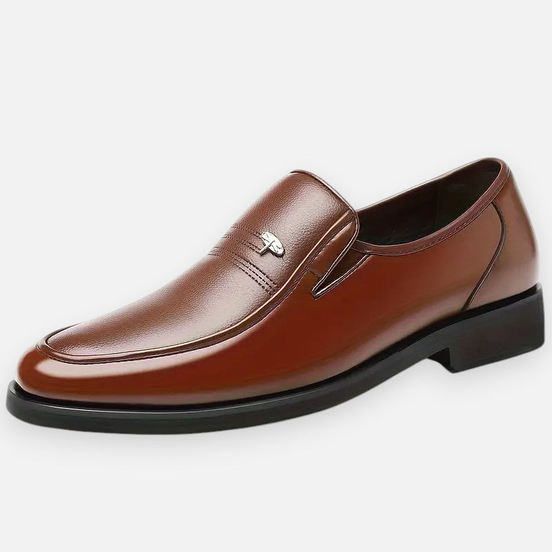 Mivora London | Men's Slip-On Dress Shoes - Black Round Toe with Rubber Sole