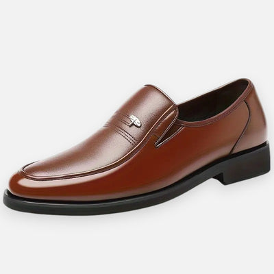 Mivora London | Men's Slip-On Dress Shoes - Black Round Toe with Rubber Sole