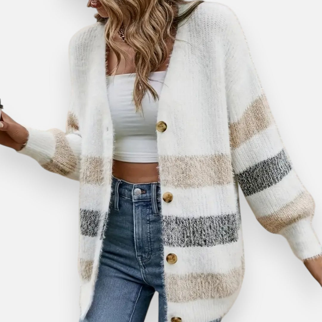 Mivora London | Women’s Colour-Block Knit Cardigan – Comfortable Everyday Wear