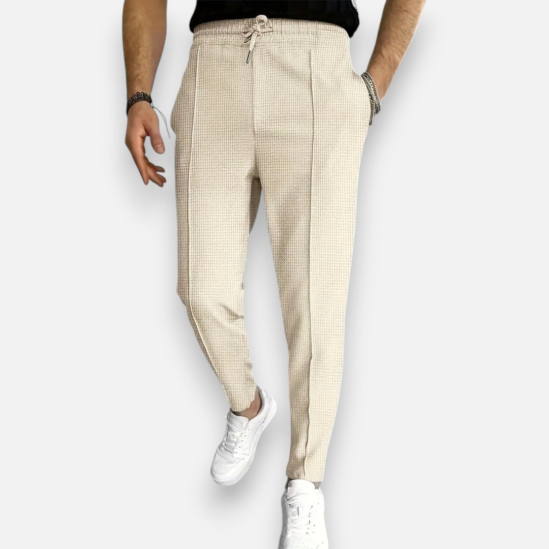 Mivora London | Men’s Waffle Knit Jogger Trousers – Slight Stretch Casual Wear