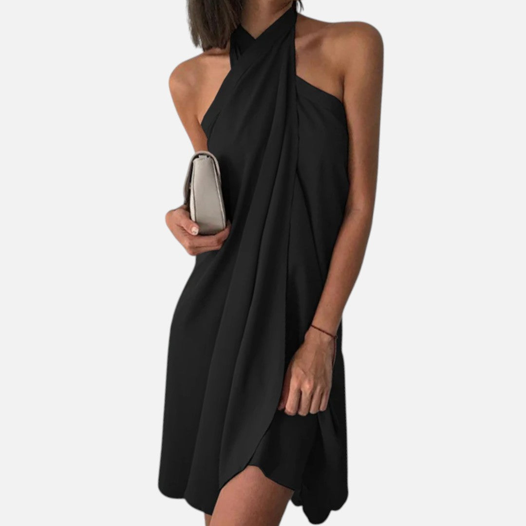 Mivora London | Women's Elegant Halter Mini Dress With Flowy Silhouette