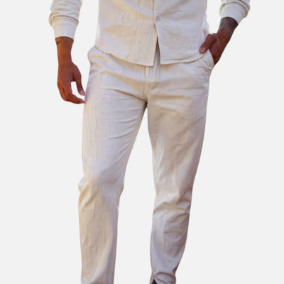 Mivora London | Men’s Lightweight Lounge Set With Breathable Long-Sleeve Shirt & Trousers