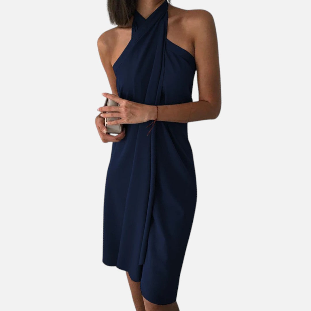 Mivora London | Women's Elegant Halter Mini Dress With Flowy Silhouette