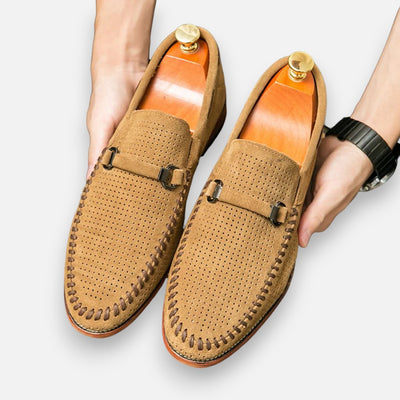 Mivora London | Men’s Suede Slip-On Shoes with Cushioned Insole & Metal Clasp