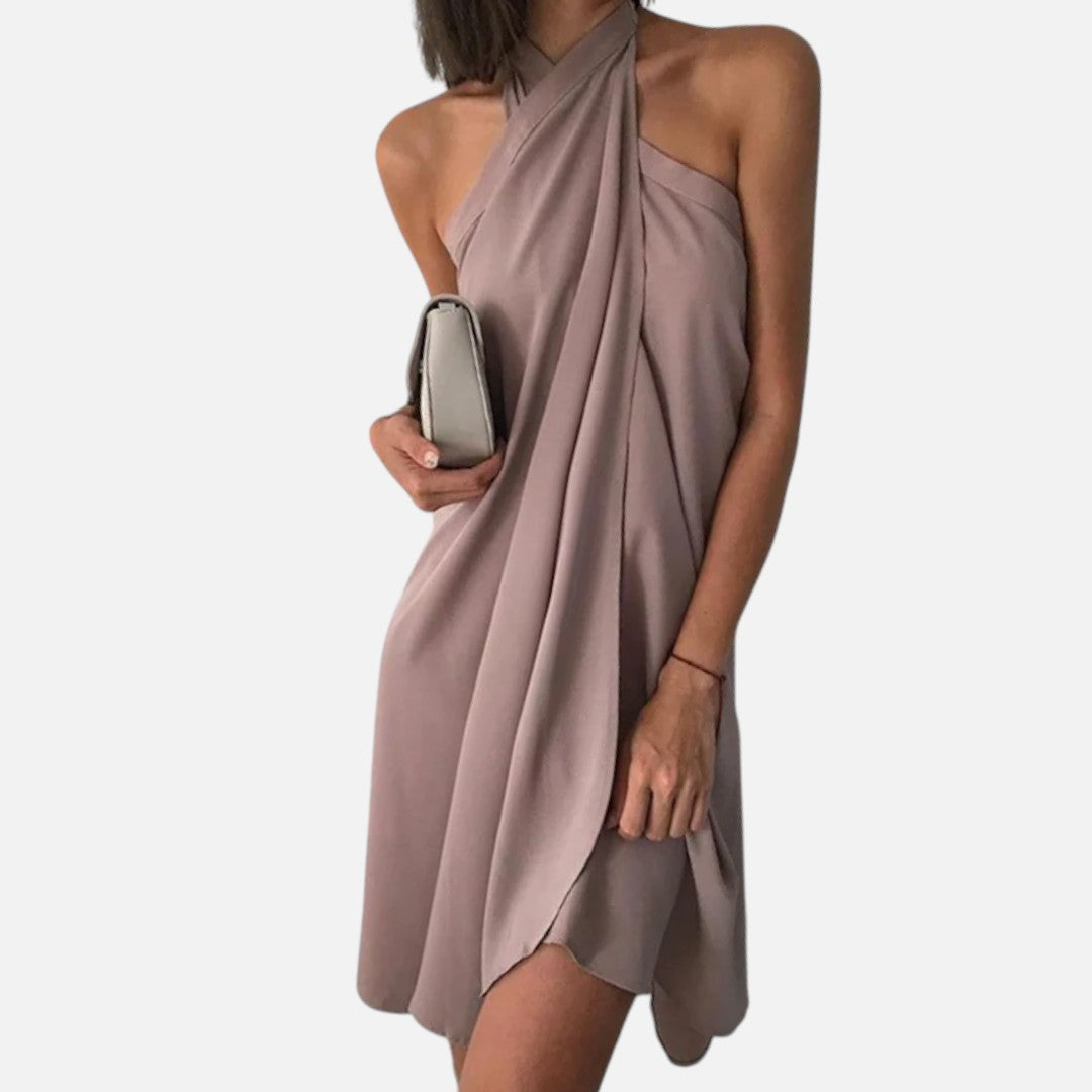 Mivora London | Women's Elegant Halter Mini Dress With Flowy Silhouette
