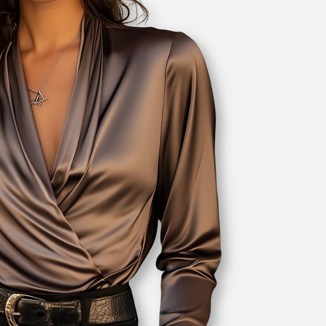Mivora London | Women’s Lace-Up Blouse V-Neck, Relaxed Fit