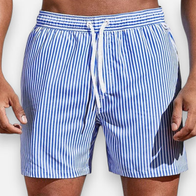 Mivora London | Men’s Quick-Dry Striped Swim Shorts With Adjustable Waistband