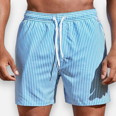 Mivora London | Men’s Quick-Dry Striped Swim Shorts With Adjustable Waistband