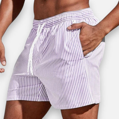 Mivora London | Men’s Quick-Dry Striped Swim Shorts With Adjustable Waistband