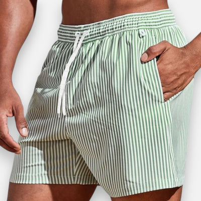 Mivora London | Men’s Quick-Dry Striped Swim Shorts With Adjustable Waistband