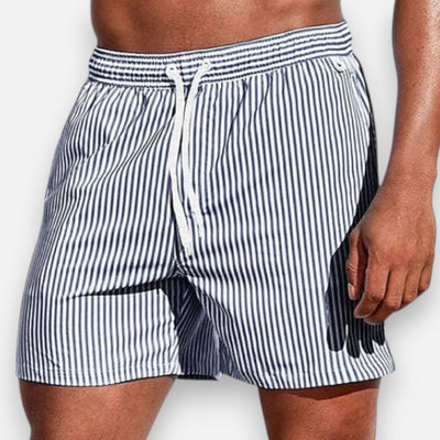Mivora London | Men’s Quick-Dry Striped Swim Shorts With Adjustable Waistband