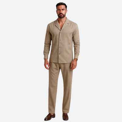 Mivora London | Men’s Lightweight Lounge Set With Breathable Long-Sleeve Shirt & Trousers