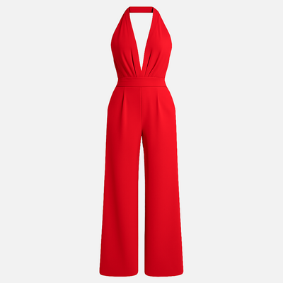 Mivora London |  Women’s Sleeveless Deep V‑Neck Jumpsuit