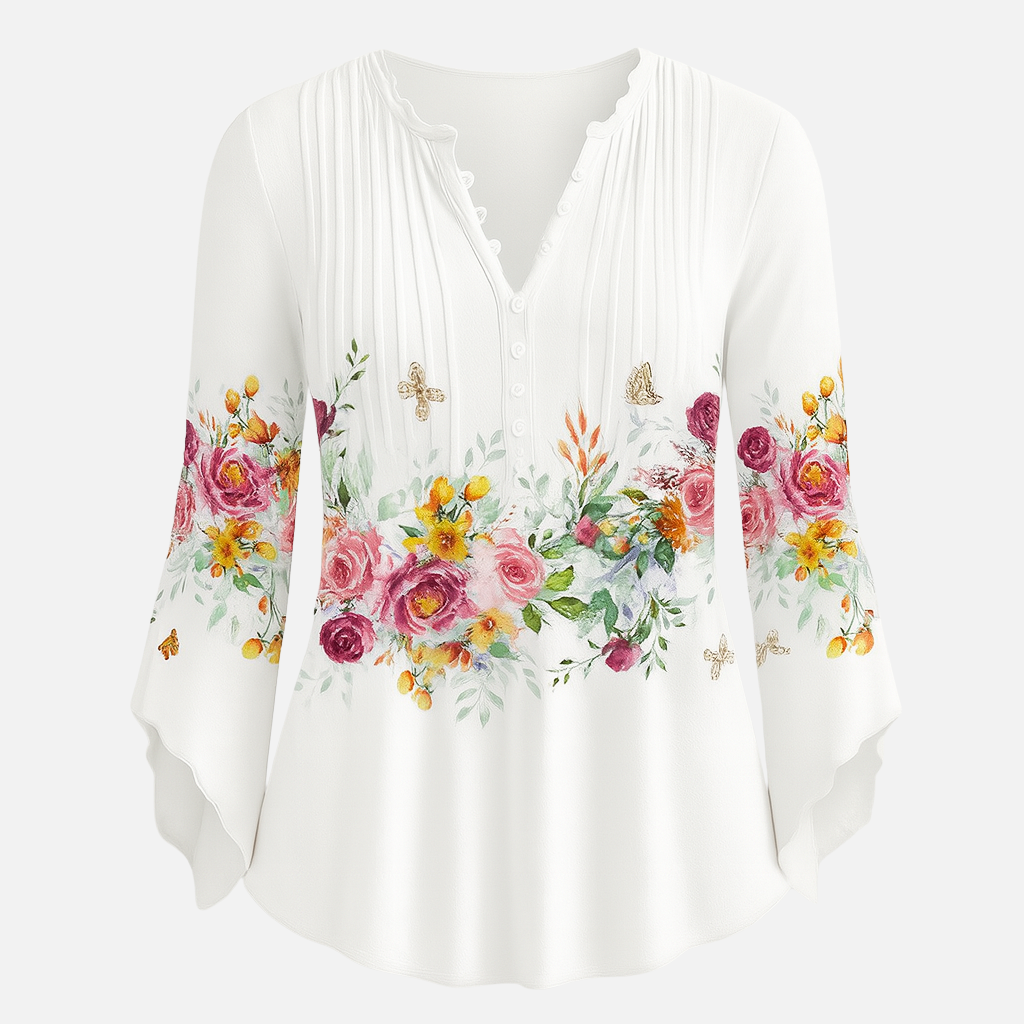 Mivora London | Women's Floral Long Sleeve Blouse – Lightweight Elegant Fit