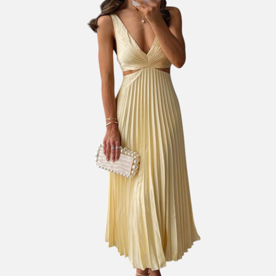 Mivora London | Women's Elegant Twist-Front Midi Dress With Flattering Silhouette