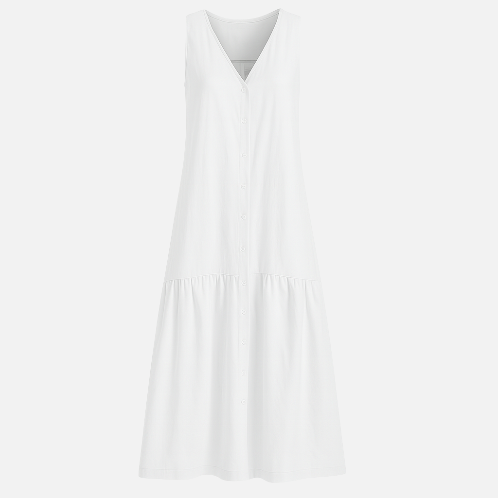 Mivora London | Elegant V-Neck Midi Dress With Flowy Silhouette
