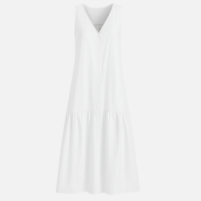 Mivora London | Elegant V-Neck Midi Dress With Flowy Silhouette