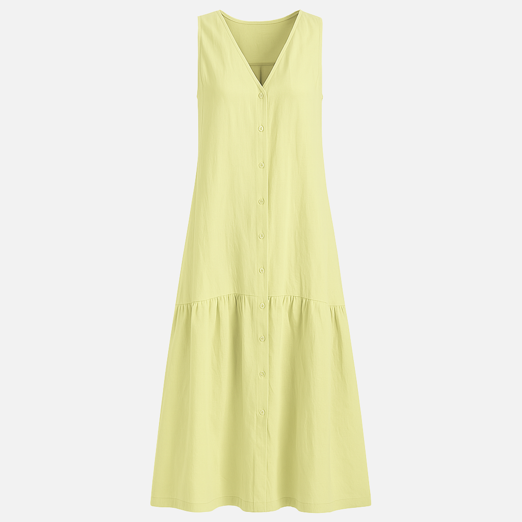 Mivora London | Elegant V-Neck Midi Dress With Flowy Silhouette