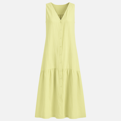 Mivora London | Elegant V-Neck Midi Dress With Flowy Silhouette