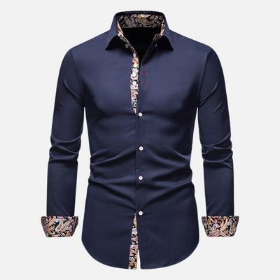 Mivora London | Men’s Modern Slim Fit Long Sleeve Shirt With Minimalist Design