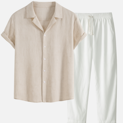 Mivora London | Men’s Casual Summer 2-Piece Set With Short-Sleeve Shirt And Matching Trousers