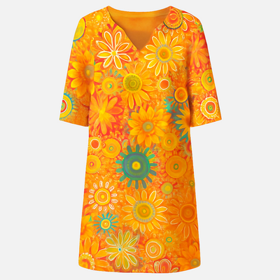 Mivora London | Women's Floral Mini Dress With 3/4 Sleeves And Flowy A-Line Silhouette