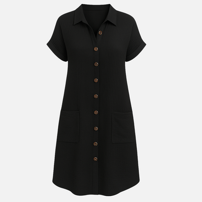 Mivora London | Women's Short Sleeve Button-Up Shirt Dress – Casual Mini Fit