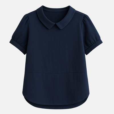 Mivora London | Women's Airy Short-Sleeve Blouse With Peter Pan Collar