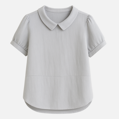 Mivora London | Women's Airy Short-Sleeve Blouse With Peter Pan Collar