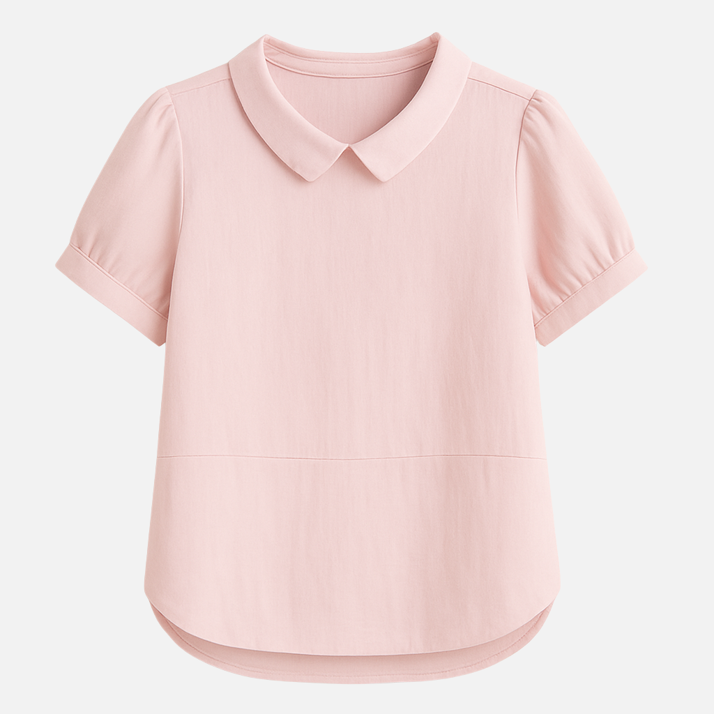 Mivora London | Women's Airy Short-Sleeve Blouse With Peter Pan Collar