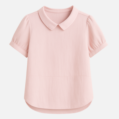Mivora London | Women's Airy Short-Sleeve Blouse With Peter Pan Collar