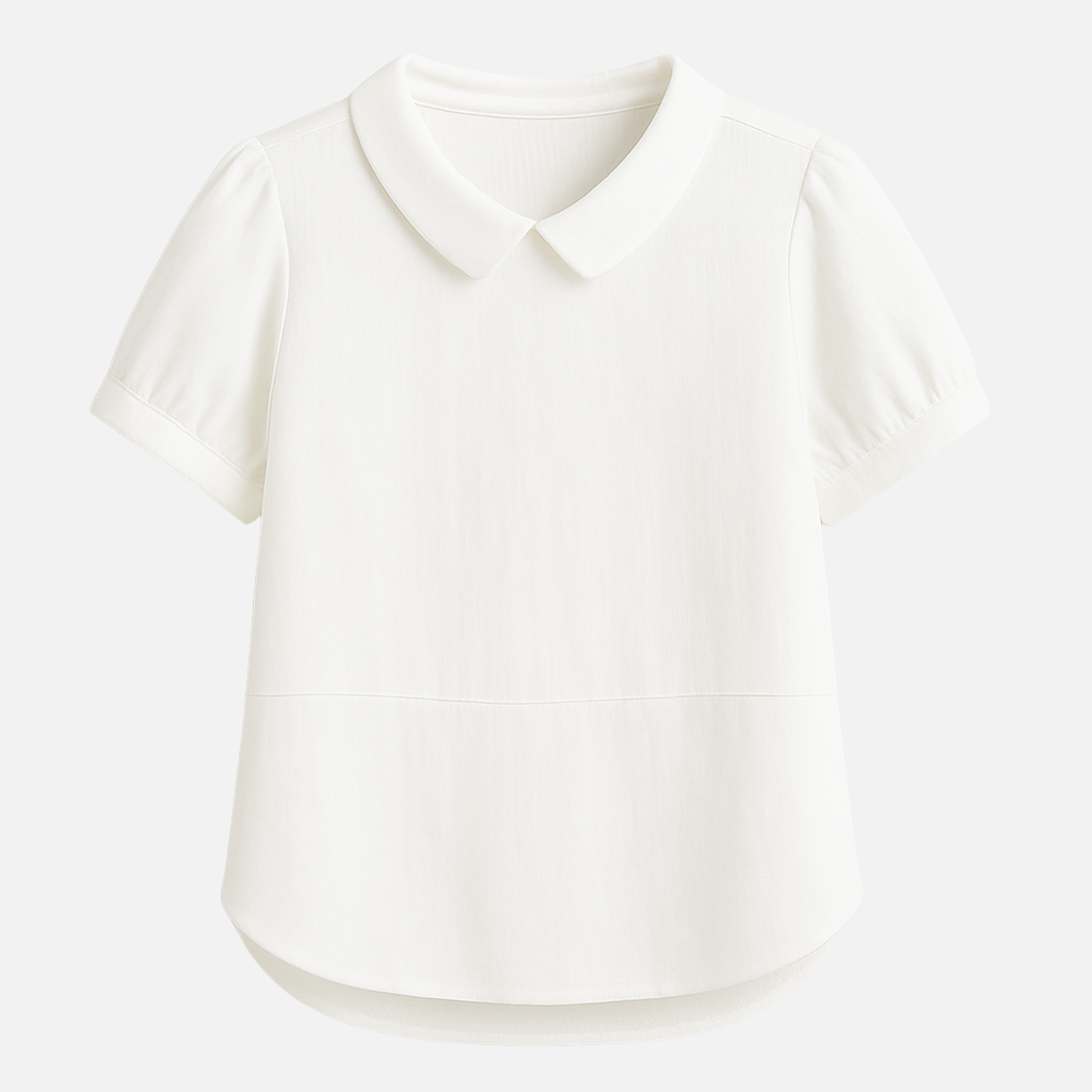 Mivora London | Women's Airy Short-Sleeve Blouse With Peter Pan Collar