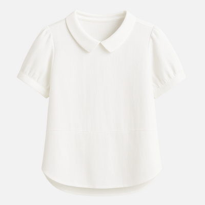 Mivora London | Women's Airy Short-Sleeve Blouse With Peter Pan Collar