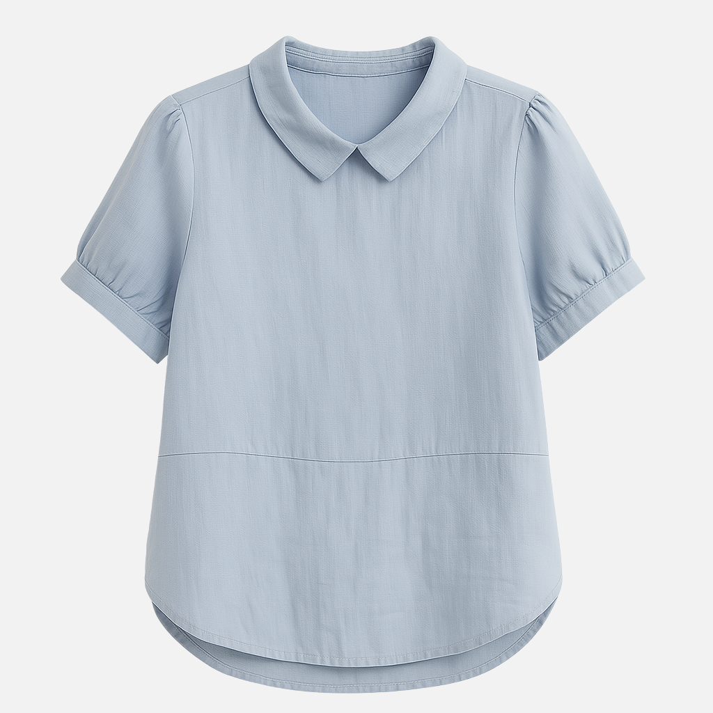 Mivora London | Women's Airy Short-Sleeve Blouse With Peter Pan Collar