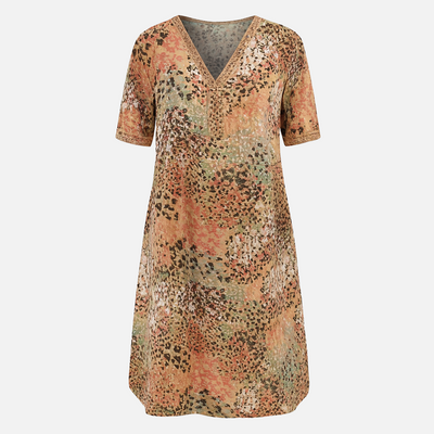 Mivora London | Women's Boho V-Neck Midi Dress With Relaxed A-Line Silhouette