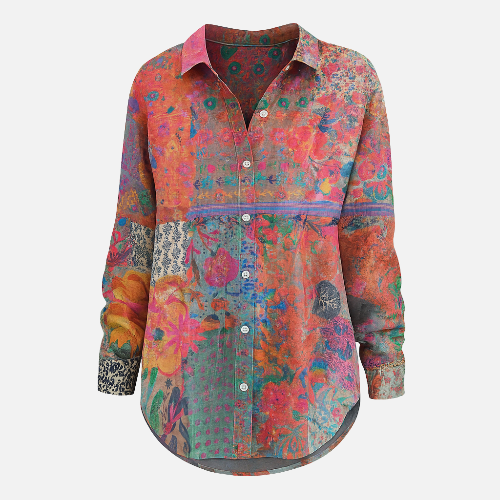 Mivora London | Women’s Floral Button-Up Shirt With Long Sleeves