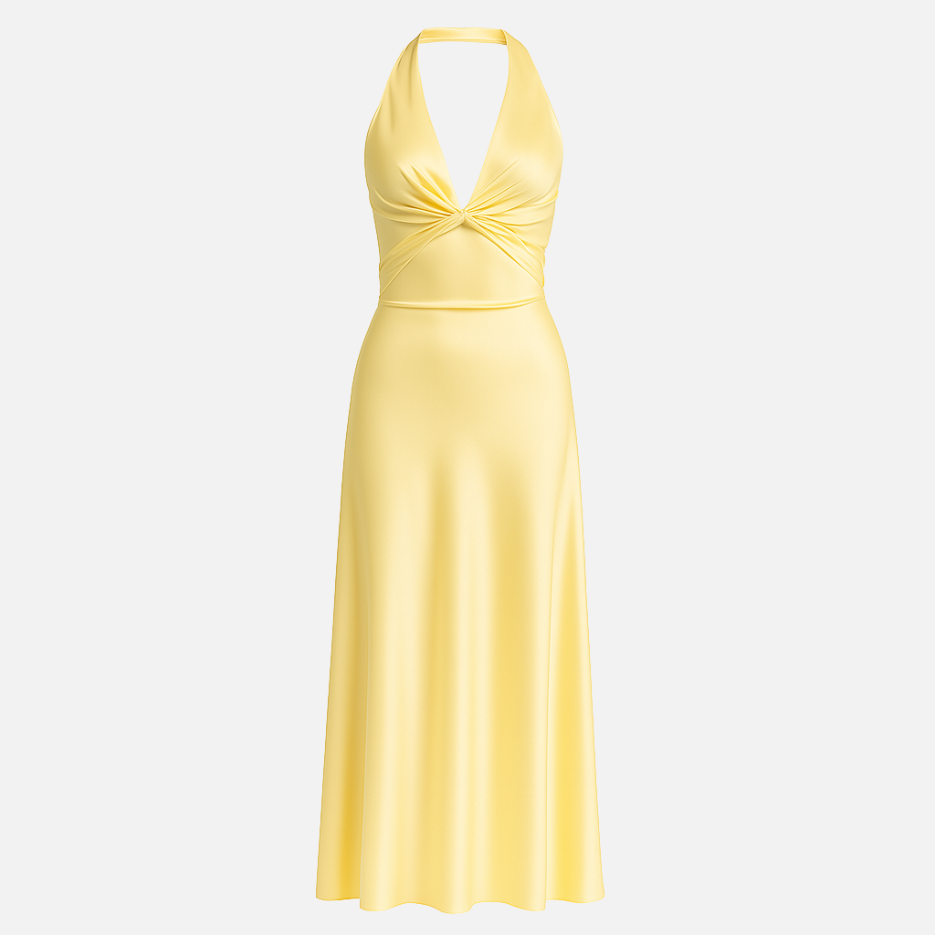 Mivora London | Sleeveless Halter Neck Evening Dress