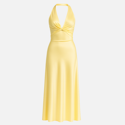 Mivora London | Sleeveless Halter Neck Evening Dress