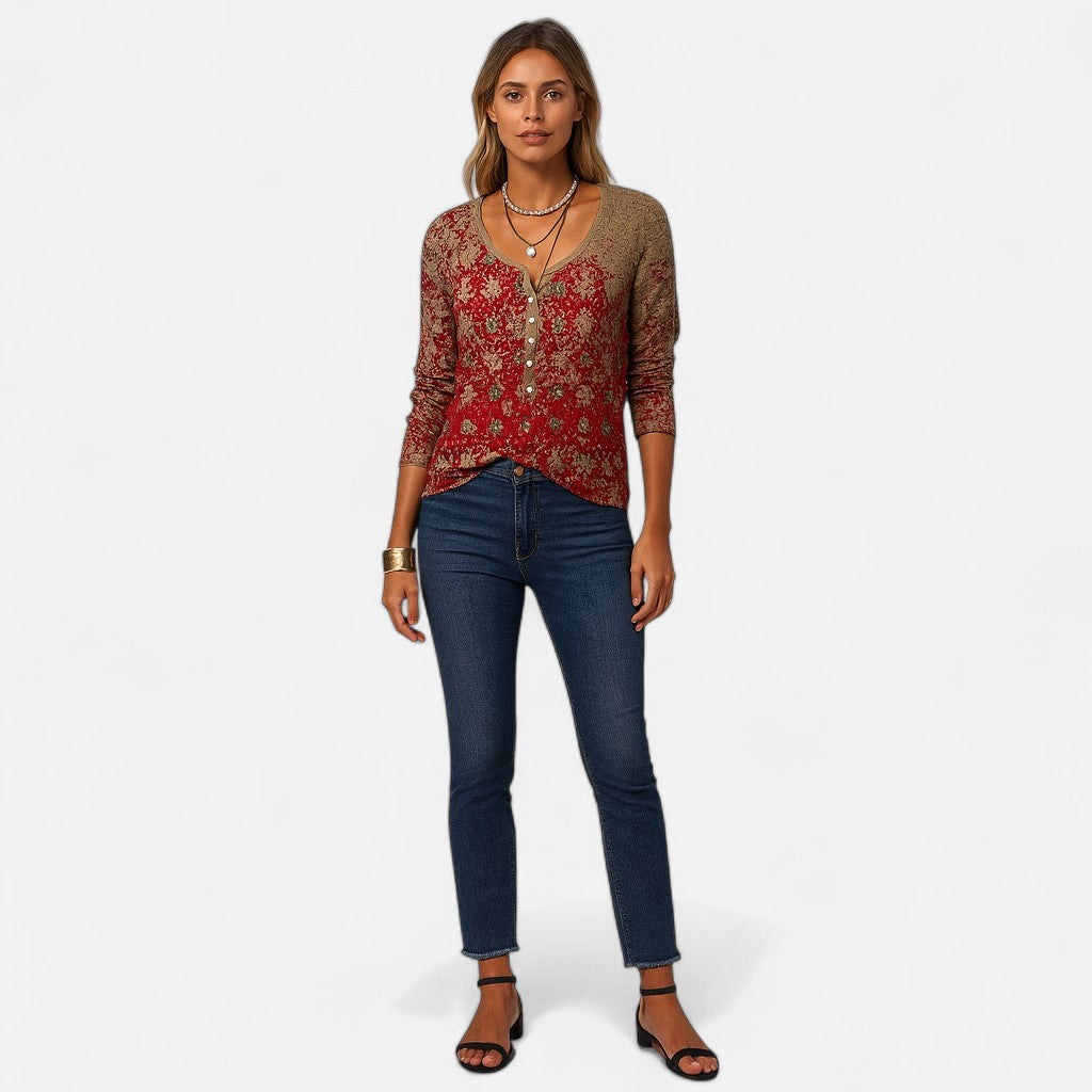Mivora London | Elegant Long-Sleeve Blouse For Women With Round Neckline