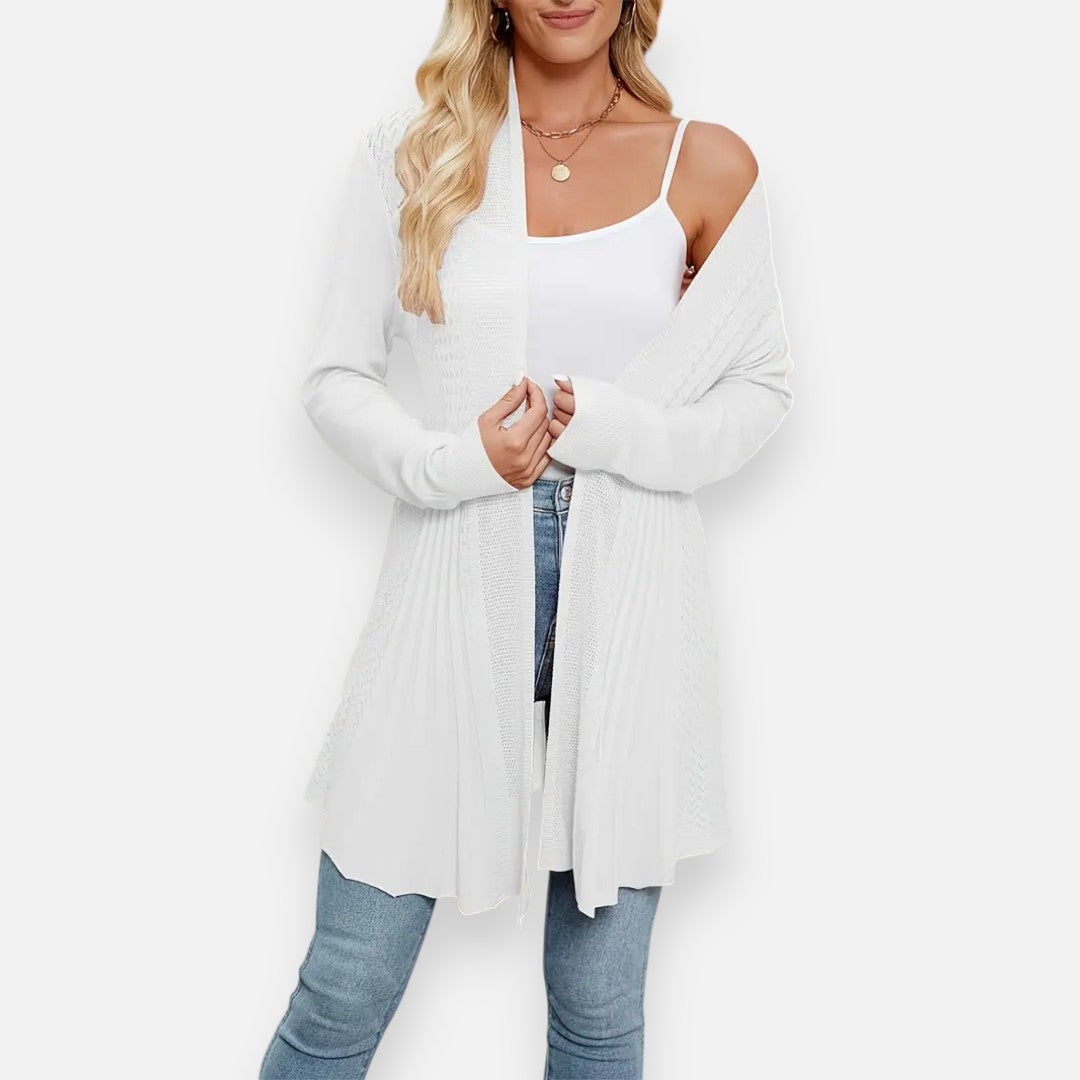 Mivora London | Women’s Pointelle Knit Cardigan – Delicate Elegance