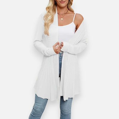 Mivora London | Women’s Pointelle Knit Cardigan – Delicate Elegance