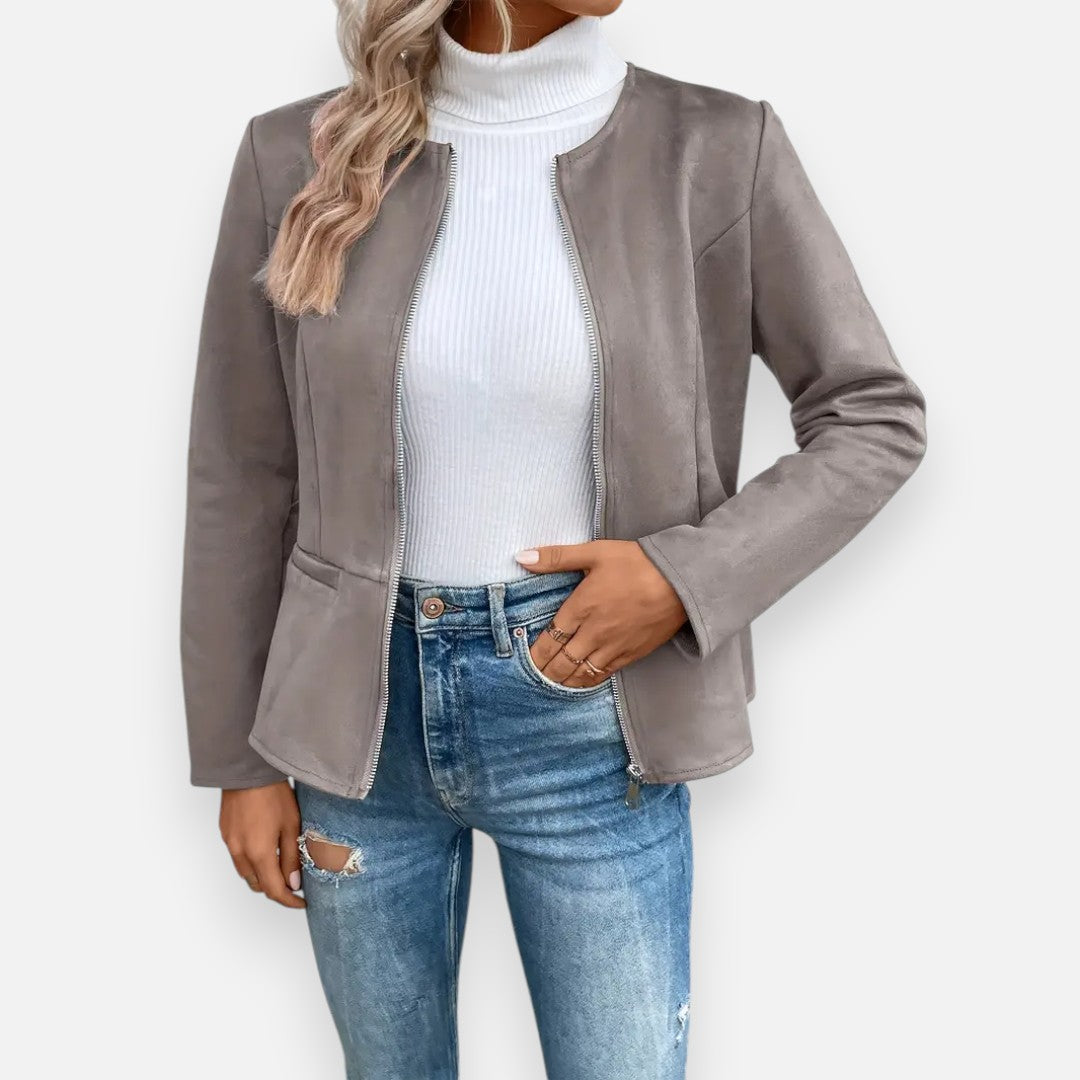Mivora London | Women’s Soft-Touch Crew Jacket – Effortless Warmth