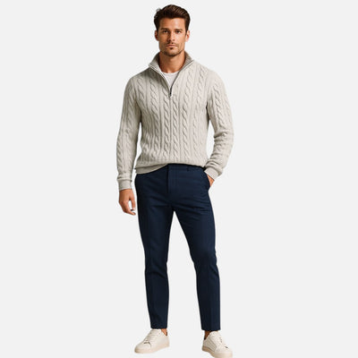 Mivora London | Men’s Relaxed Fit Half-Zip Sweater With High Collar