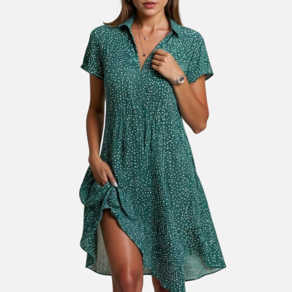 Mivora London | Women's Soft V-Neck Midi Dress – Lightweight & Flowy Fit