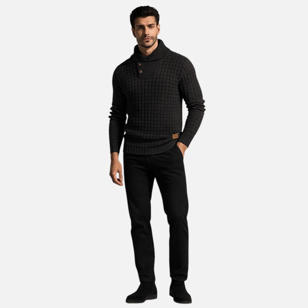 Mivora London | Men’s Waffle-Knit Pullover – Refined & Warm