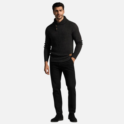 Mivora London | Men’s Waffle-Knit Pullover – Refined & Warm