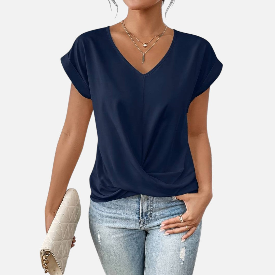 Mivora London | Women’s Lightweight Short-Sleeve Blouse – Relaxed Fit